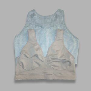 Athletic Sports Bra Bundle Seamless Supportive Wire-Free Gray Nude Plus Size 2X